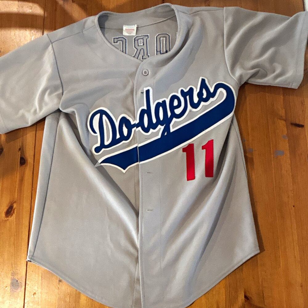 Teamwork Los Angeles Dodgers Morgan #11 Gray MLB Baseball Jersey L 42-44